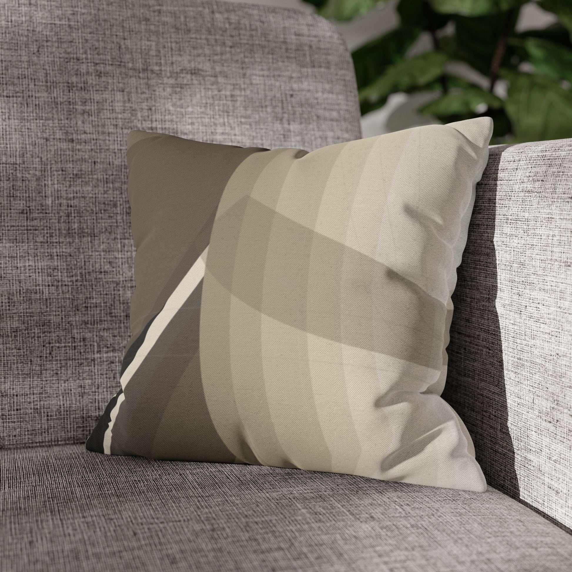 Abstract neutral leaf artwork square pillowcase for home decor by Printify, featuring botanical leaf design on soft fabric.