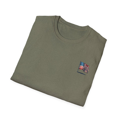 Patriotic Unisex Softstyle T-Shirt, American Flag Tee, USA Pride Shirt, Perfect for Independence Day, Casual Wear - TRV