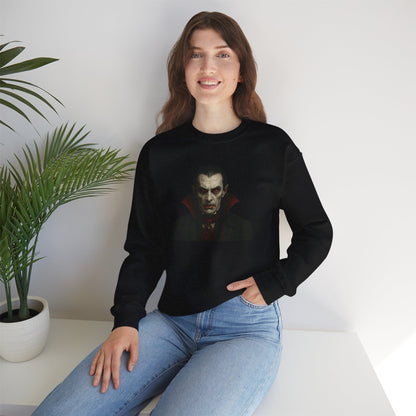 Gothic Horror Sweatshirt, Cozy Vampire Sweatshirt, Spooky Apparel, Halloween Costume Top, Unisex Halloween Sweatshirt