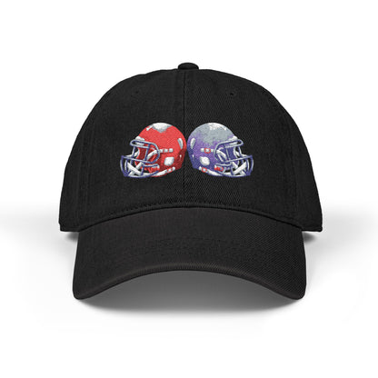 Football-Themed Denim Hat with Embroidery, Perfect Gift for Sports Lovers, Casual Wear, Game Day Accessories, Embroidered Cap