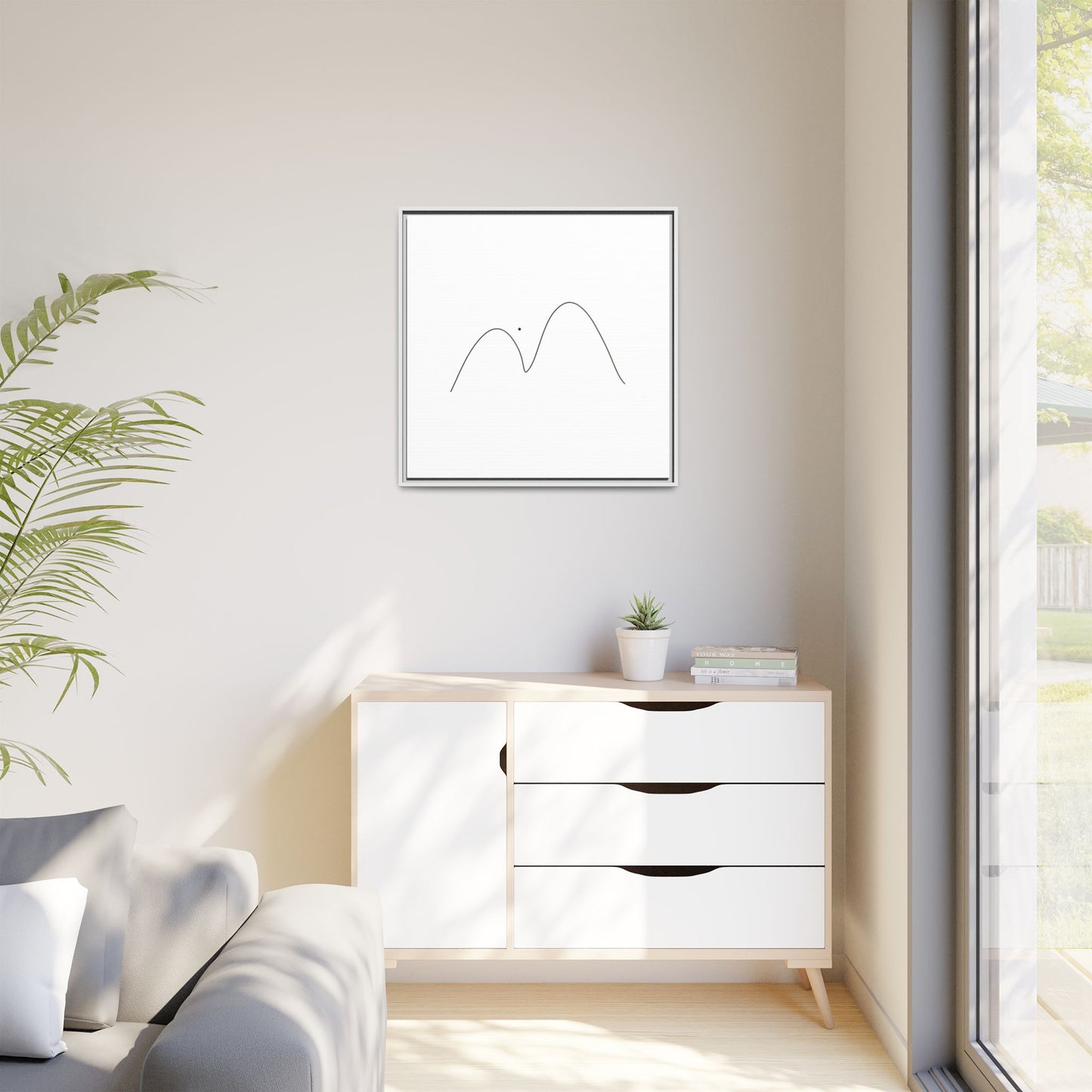 Minimal Line Mountains Matte Canvas Framed