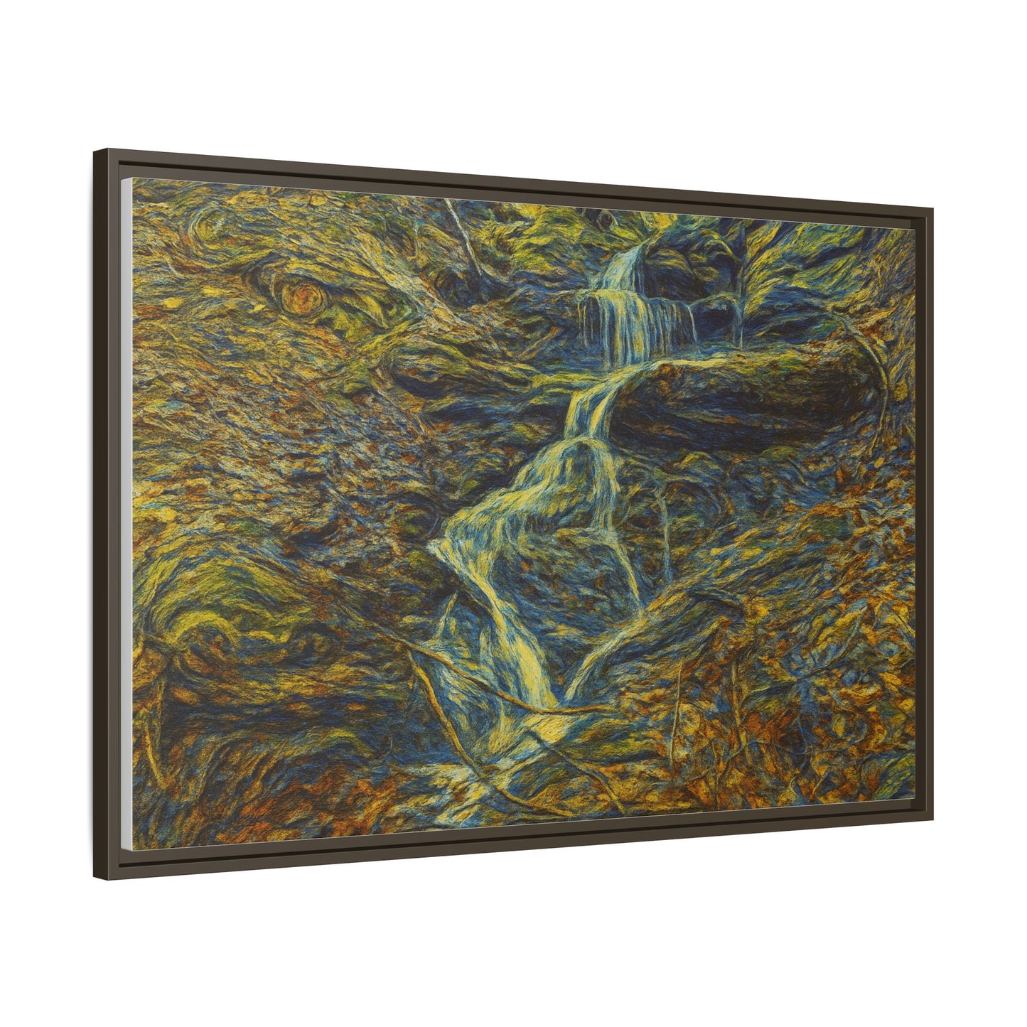 Van Gogh Style Framed Matte Canvas Art Print - Nature-Inspired Wall Decor, Abstract Waterfall Artwork, Home Office Decoration - TRV