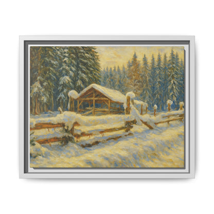 Winter Landscape Framed Canvas Art | Cozy Home Decor | Wall Art for Living Room, Bedroom, Holiday Gift, Rustic Vibes, Art Print - TRV