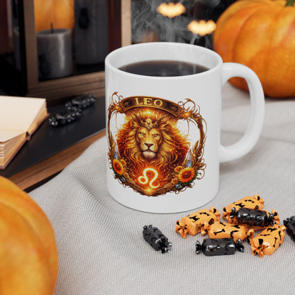 Leo Zodiac Sign Illustration Mug | Ceramic Coffee Cup