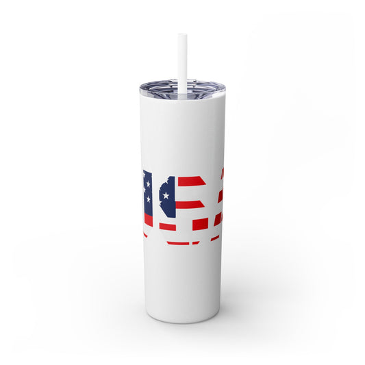Skinny Tumbler — USA Flag 20oz Straw Tumbler (Patriotic Travel Cup)