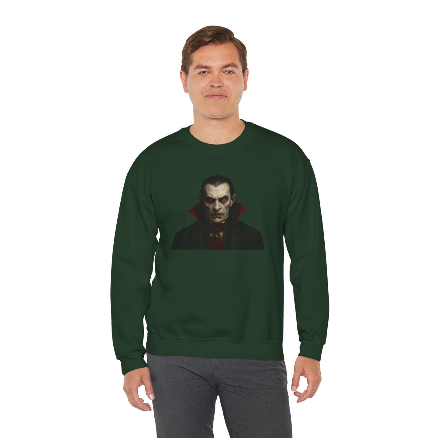 Gothic Horror Sweatshirt, Cozy Vampire Sweatshirt, Spooky Apparel, Halloween Costume Top, Unisex Halloween Sweatshirt