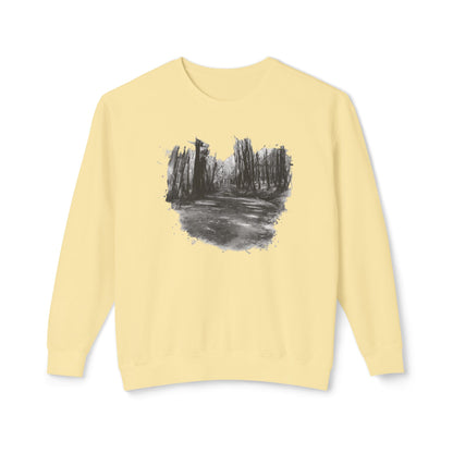 Scenic Minimalist Crewneck Sweatshirt - Cozy Art Tee for Nature Lovers, Gift for Her, Layering Essential, Perfect for Fall, Everyday Wear - TRV