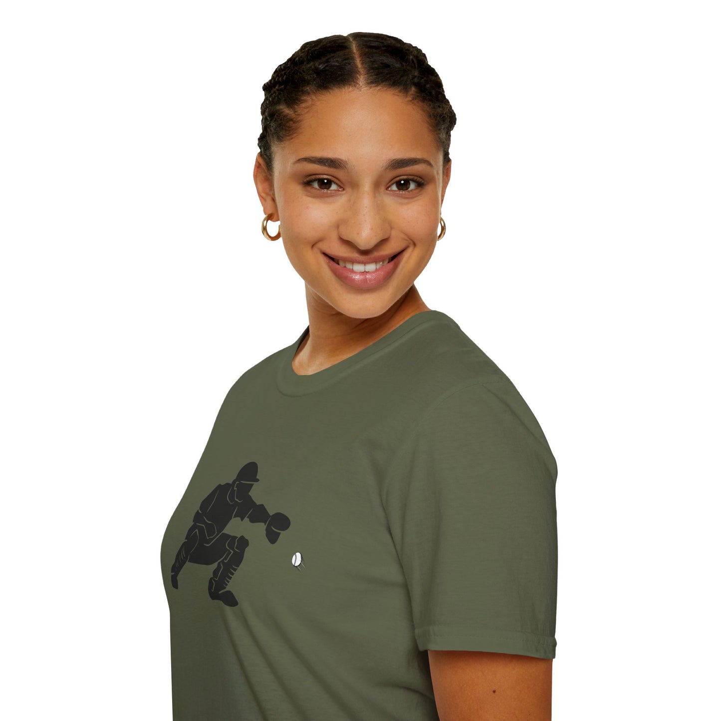 Baseball Catcher Unisex Softstyle T-Shirt, Sports Apparel, Gift for Athletes, Workout Gear, Casual Wear, Special Occasions