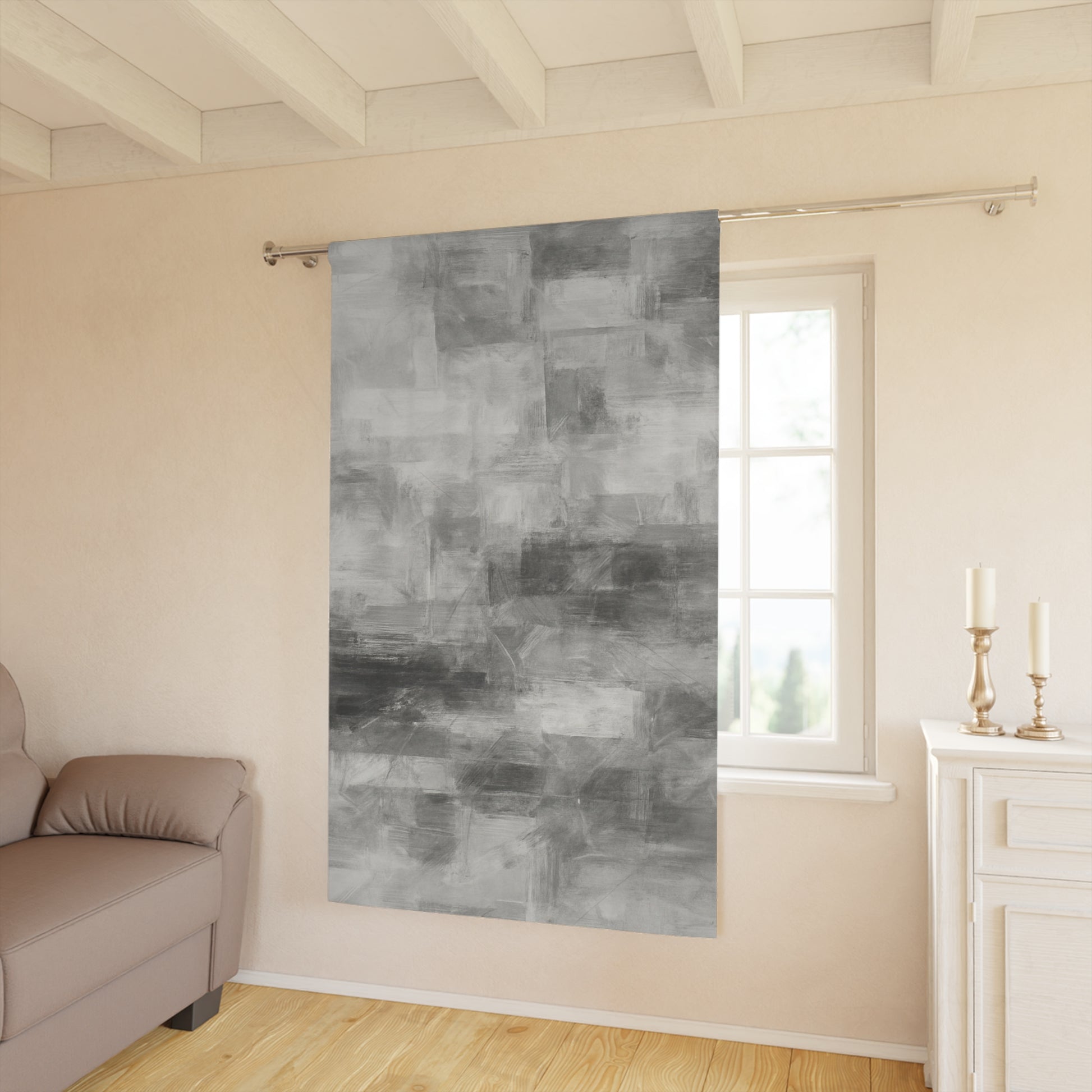 Elegant Abstract Window Curtains | Modern Home Decor, Stylish Room Accent, Grey Curtains for Living Room, Minimalist Window Treatment - TRV