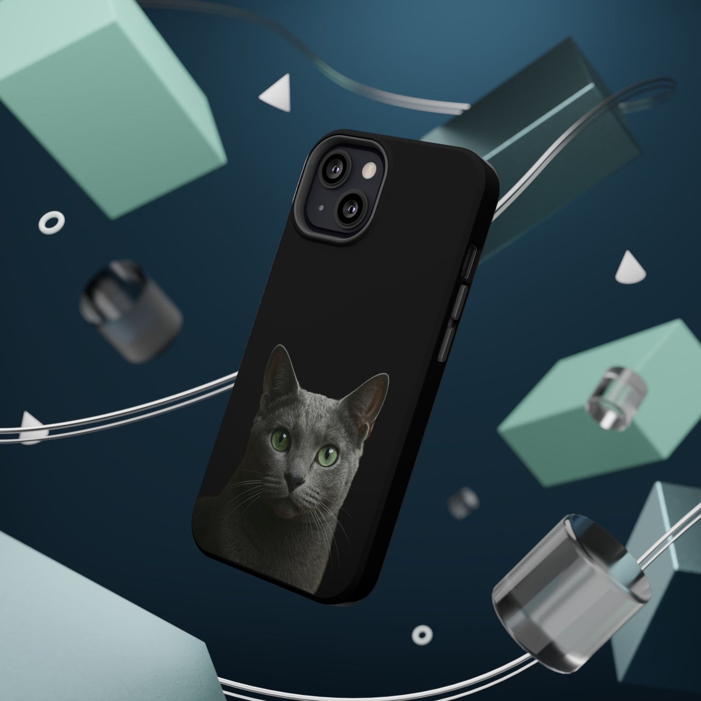 Russian Blue Cat Phone Case — Magnetic Impact-Resistant iPhone Cover
