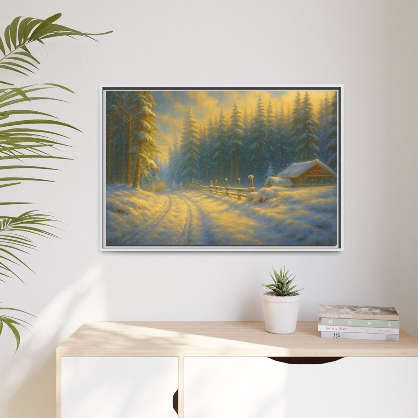 Wall Art Print, Winter Cabin Decor, Nature Scene, Holiday Gift, Cabin Vibes, Christmas Decoration, Matte Canvas, Framed - TRV