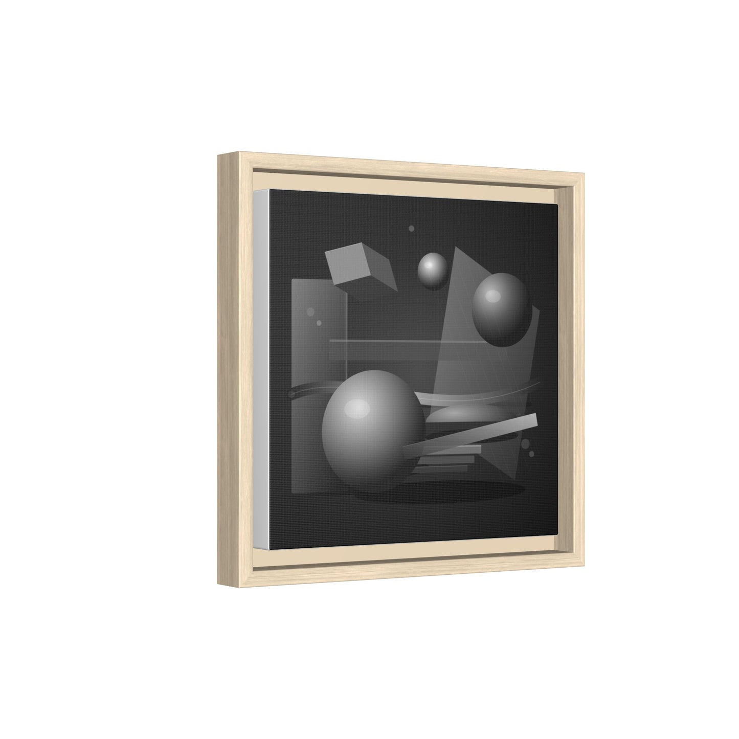 Monochrome Geometric Spheres Canvas Framed Wall Art | Matte Print