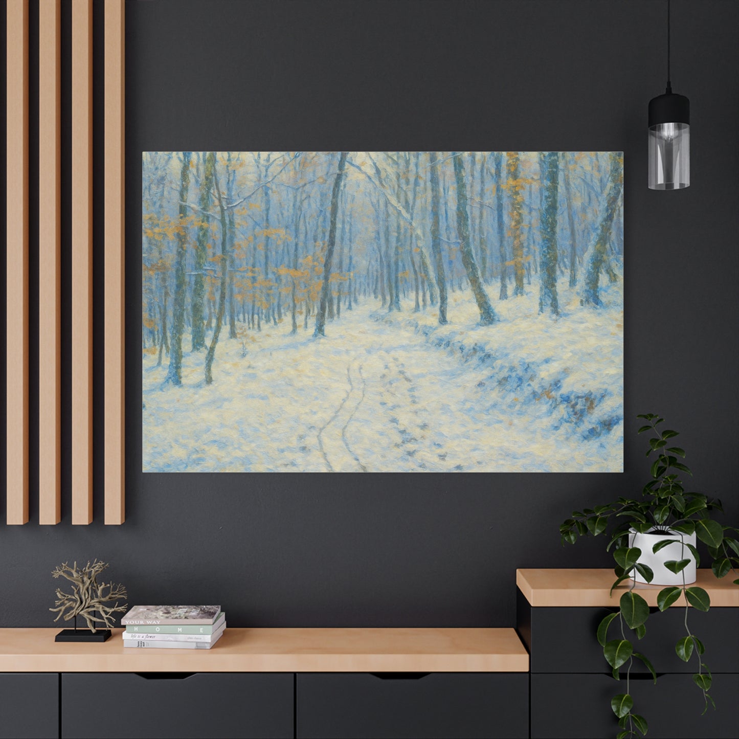 Winter Woodland Canvas Print — Snowy Forest Matte Stretched Wall Art