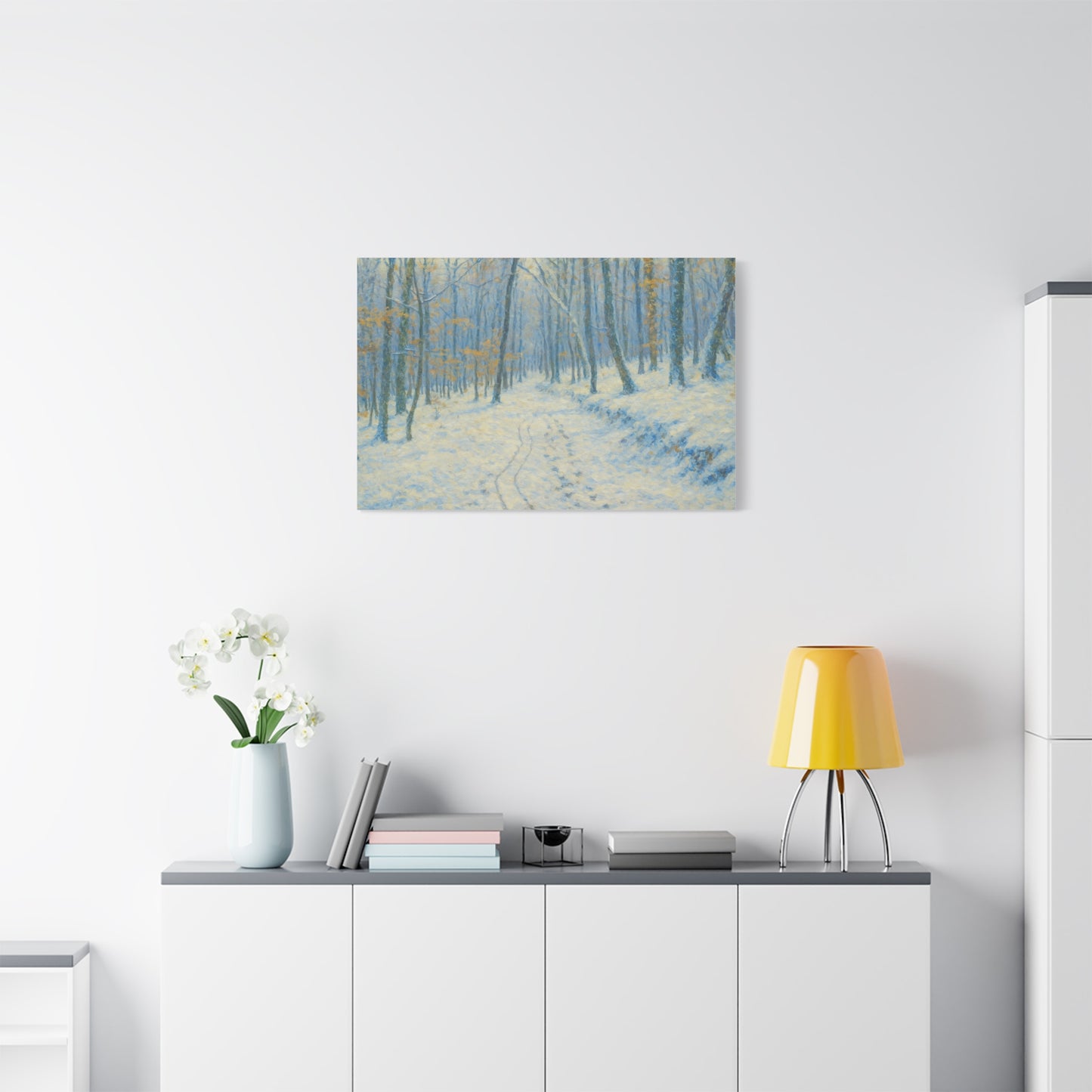 Winter Woodland Canvas Print — Snowy Forest Matte Stretched Wall Art