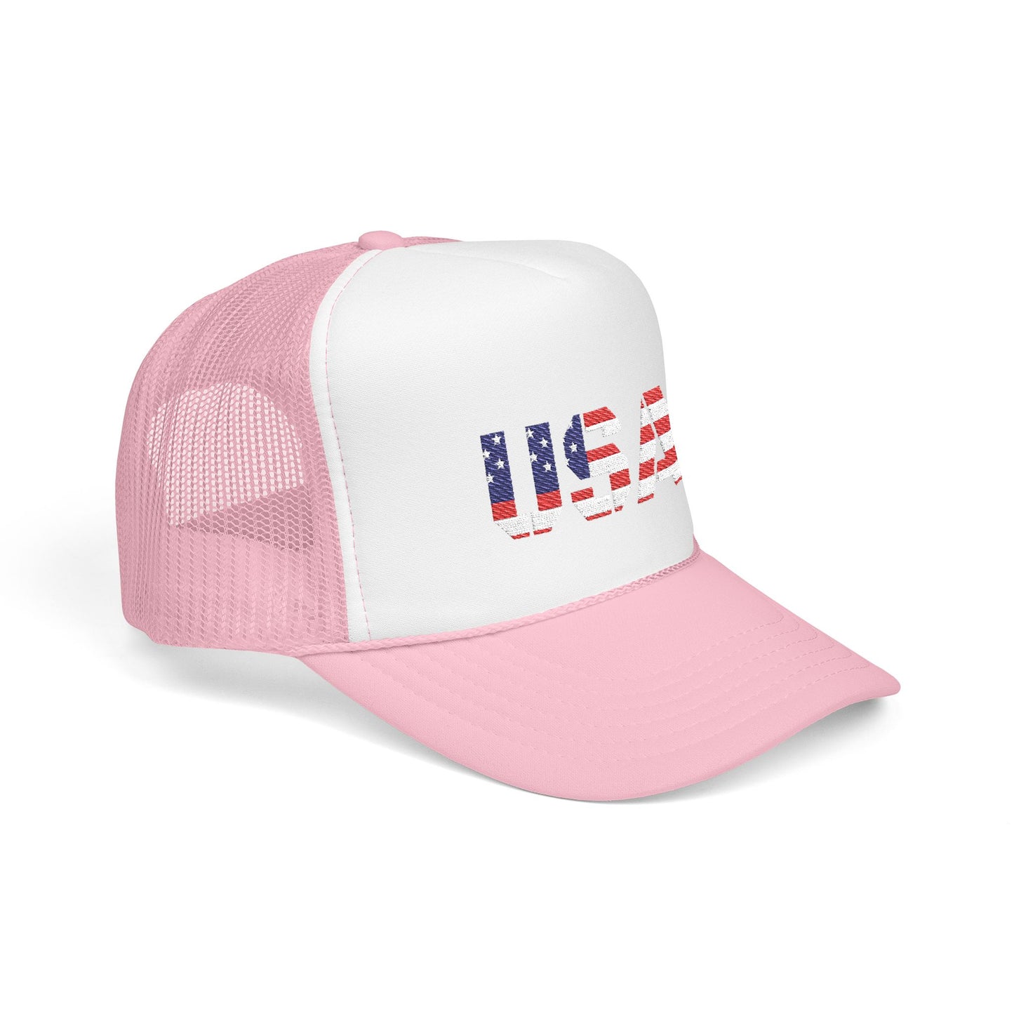 USA Flag Embroidered Foam Trucker Hat, Patriotic Cap, Red Mesh Hat, Summer Outdoor Gear, Festival Accessory, July 4th Gift - TRV