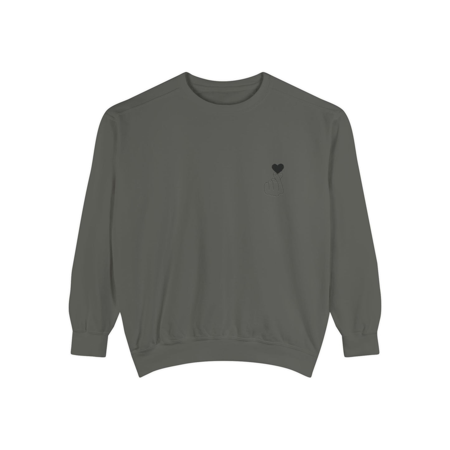 Unisex Garment-Dyed Sweatshirt with Heart Design - Cozy & Stylish