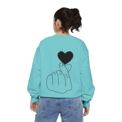 Unisex Garment-Dyed Sweatshirt with Heart Design - Cozy & Stylish