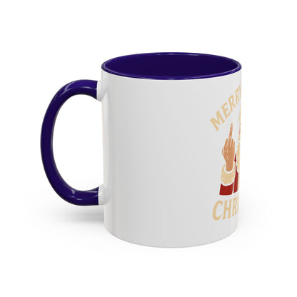 Irreverent Merry Christmas Mug — Funny Santa Middle Finger Coffee Cup (11oz & 15oz)