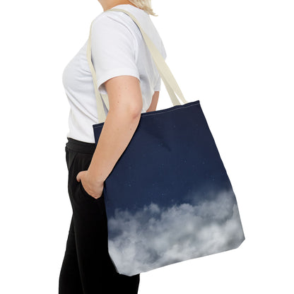 Night Sky Clouds Tote Bag | Starry Navy Ombre - TRV