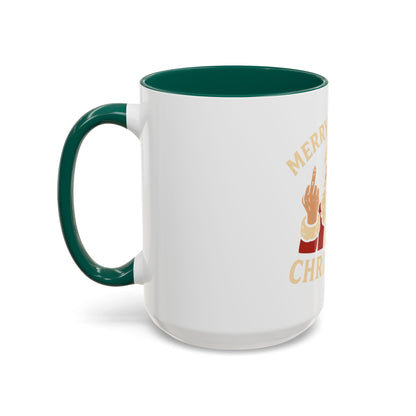 Irreverent Merry Christmas Mug — Funny Santa Middle Finger Coffee Cup (11oz & 15oz)