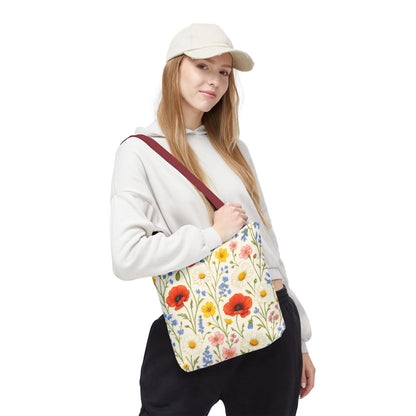 Wildflower Poppy Print Tote Bag | Floral All-Over Pattern