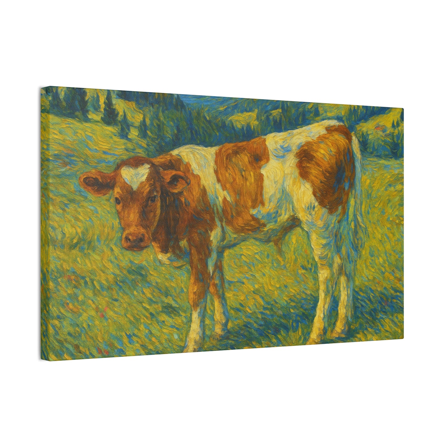 Artistic Cow Canvas Wall Art - Farmhouse Decor, Calf Painting