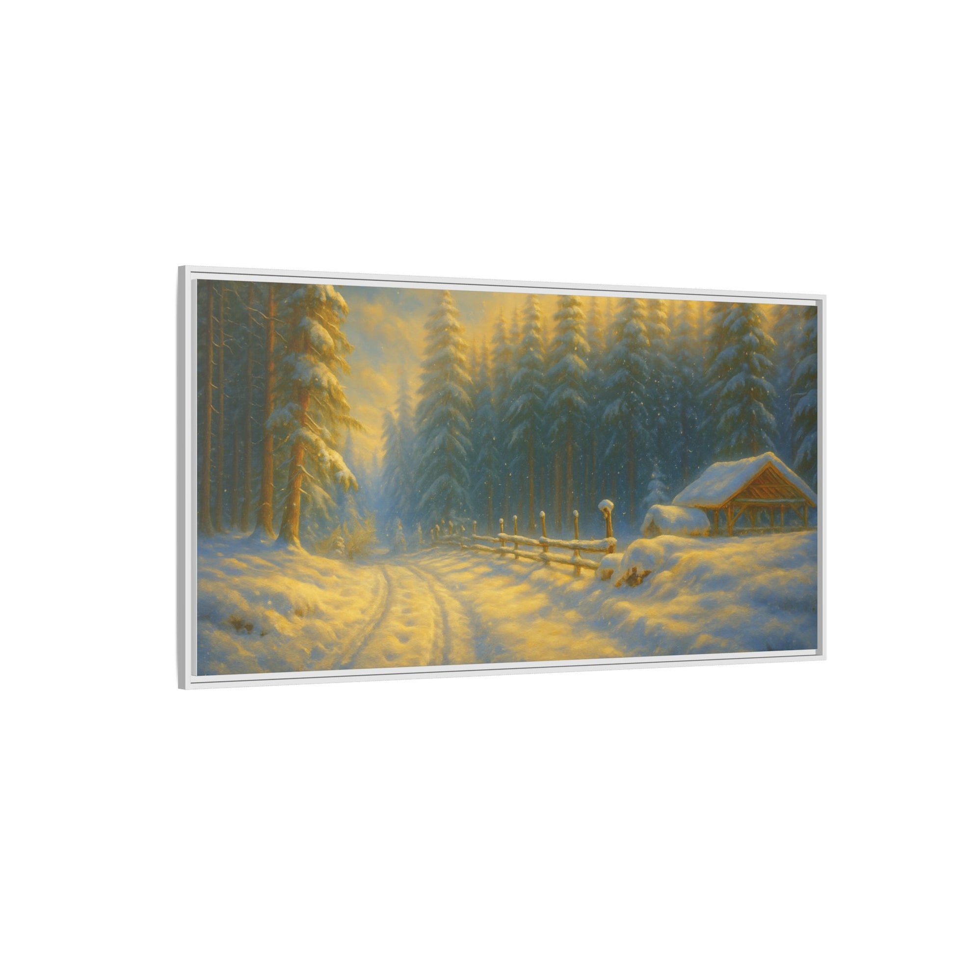 Wall Art Print, Winter Cabin Decor, Nature Scene, Holiday Gift, Cabin Vibes, Christmas Decoration, Matte Canvas, Framed - TRV