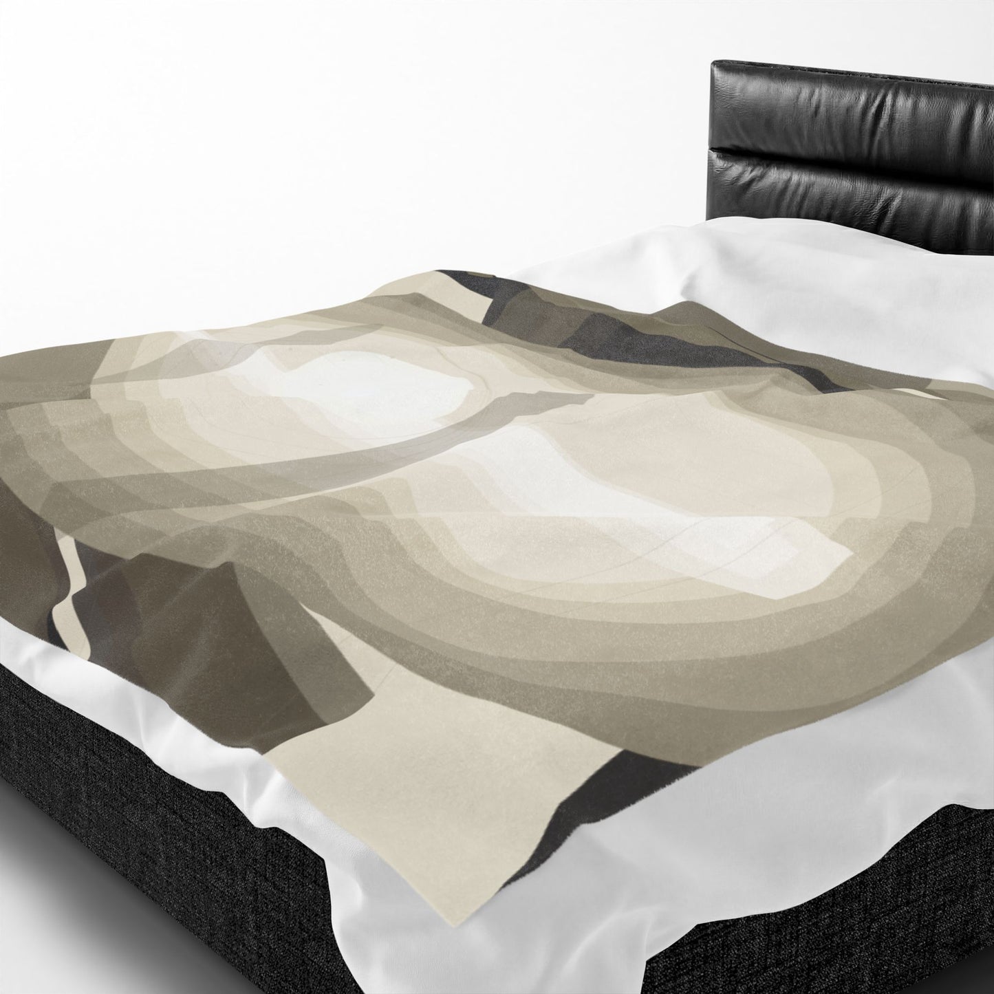 Abstract Neutral Shapes Velveteen Plush Blanket | Modern Minimalist Art