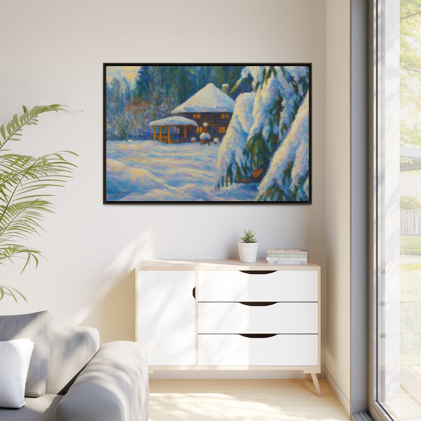 Canvas Art, Winter Scene Home Decor, Seasonal Gift for Art Lovers, Holidays Wall Art, Framed Painting, Matte Print - TRV