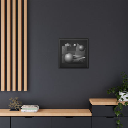 Monochrome Geometric Spheres Canvas Framed Wall Art | Matte Print