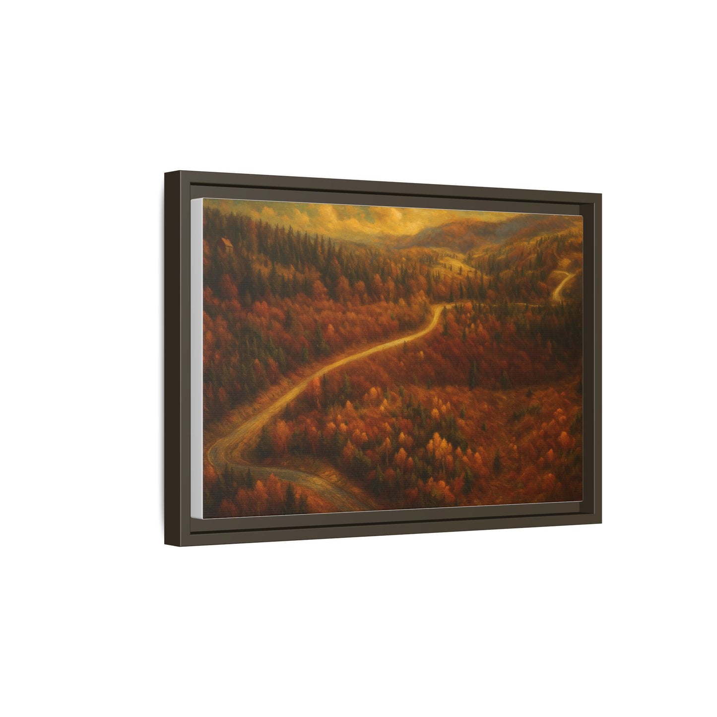 Autumn Landscape Framed Canvas Art, Cozy Home Decor, Warm Fall Vibes, Gift for Nature Lovers, Perfect for Thanksgiving - TRV