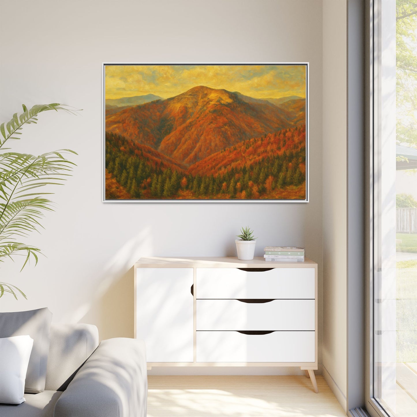 Autumn Landscape Wall Art, Cozy Home Decor, Nature Print, Framed Canvas, Fall Decorations, Gift Idea for Art Lovers - TRV