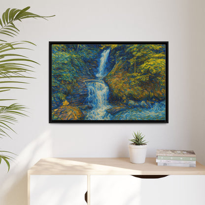 Framed Canvas Art, Majestic Van Gogh Style Waterfall Landscape Wall Decor, Nature Lover Gift, Home Office Artwork, Living Room Decoration - TRV