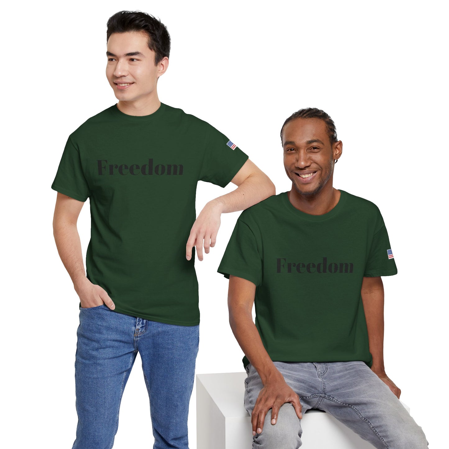 Freedom script tee | T-Shirt, American flag sleeve - TRV