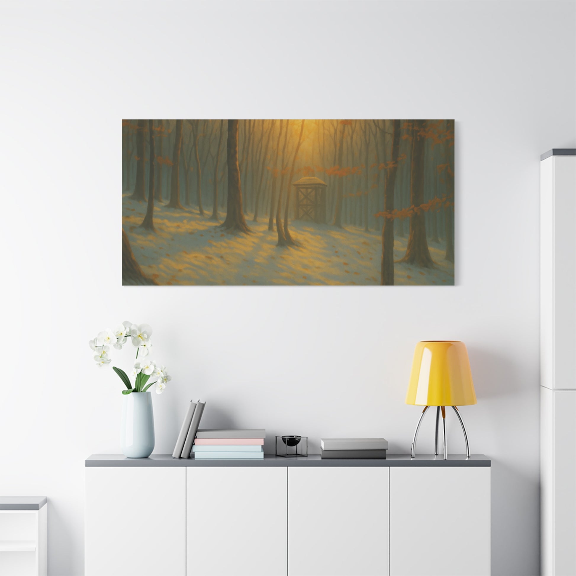 Matte Canvas Wall Art, Scenic Nature Print, Calm Forest Decor, Cozy Home Aesthetic, Autumn Landscape, Gift for Nature Lovers - TRV