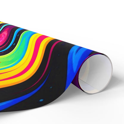 Vibrant Rainbow Swirl Wrapping Paper Roll — Abstract Colorful Gift Wrap