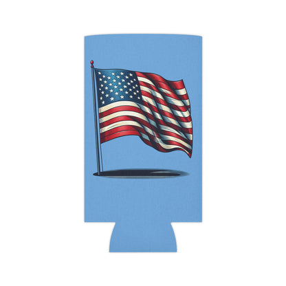 Patriotic Can Cooler, American Flag Drink Sleeve, Summer BBQ Beverage Holder, Fourth of July Party Favor, Cooler for Beer & Soda
