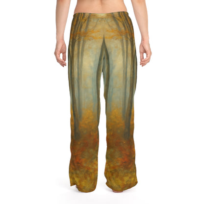 Cozy Autumn Women's Pajama Pants, Fall Loungewear, Forest Print Sleep Pants, Relaxing Homewear, Perfect Gift for Her - TRV