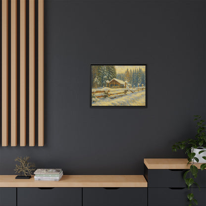 Winter Landscape Framed Canvas Art | Cozy Home Decor | Wall Art for Living Room, Bedroom, Holiday Gift, Rustic Vibes, Art Print - TRV