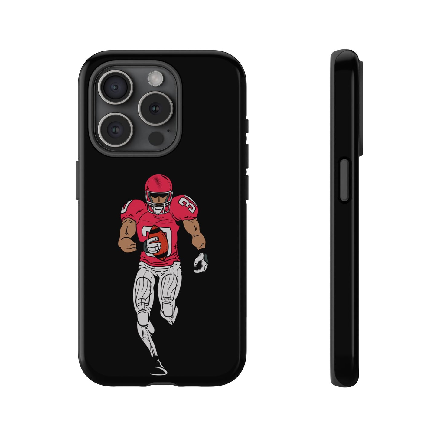 Football Player Tough Phone Case – Protective Black Sports iPhone Case