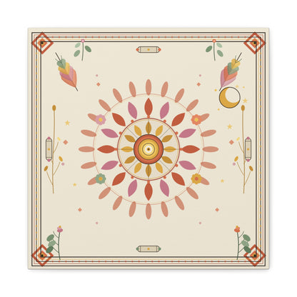 Boho Sun Mandala Matte Canvas