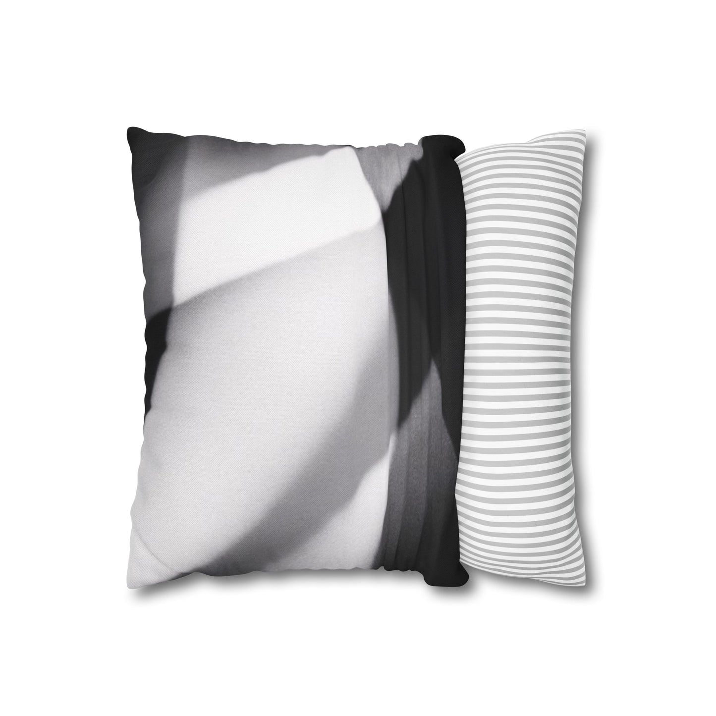 Black and white abstract photo pillowcase on a square pillow, ideal for modern home decor, by Printify.