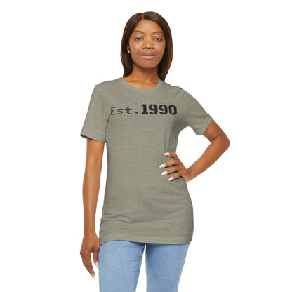 Unisex Est. 1990 Nostalgic Jersey Tee - Perfect Gift, Vintage Style, Retro Fashion, Birthday Celebration, Casual Wear - TRV