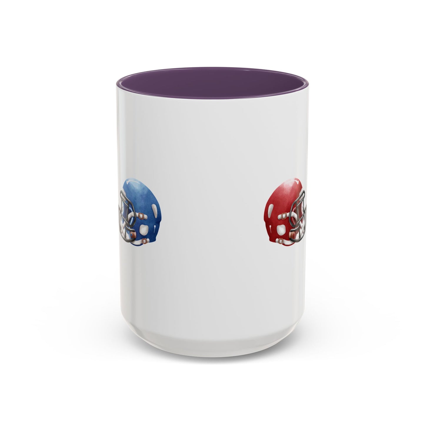 Football Helmet Coffee Mug — Red vs Blue Rivalry Accent Mug (11/15oz)