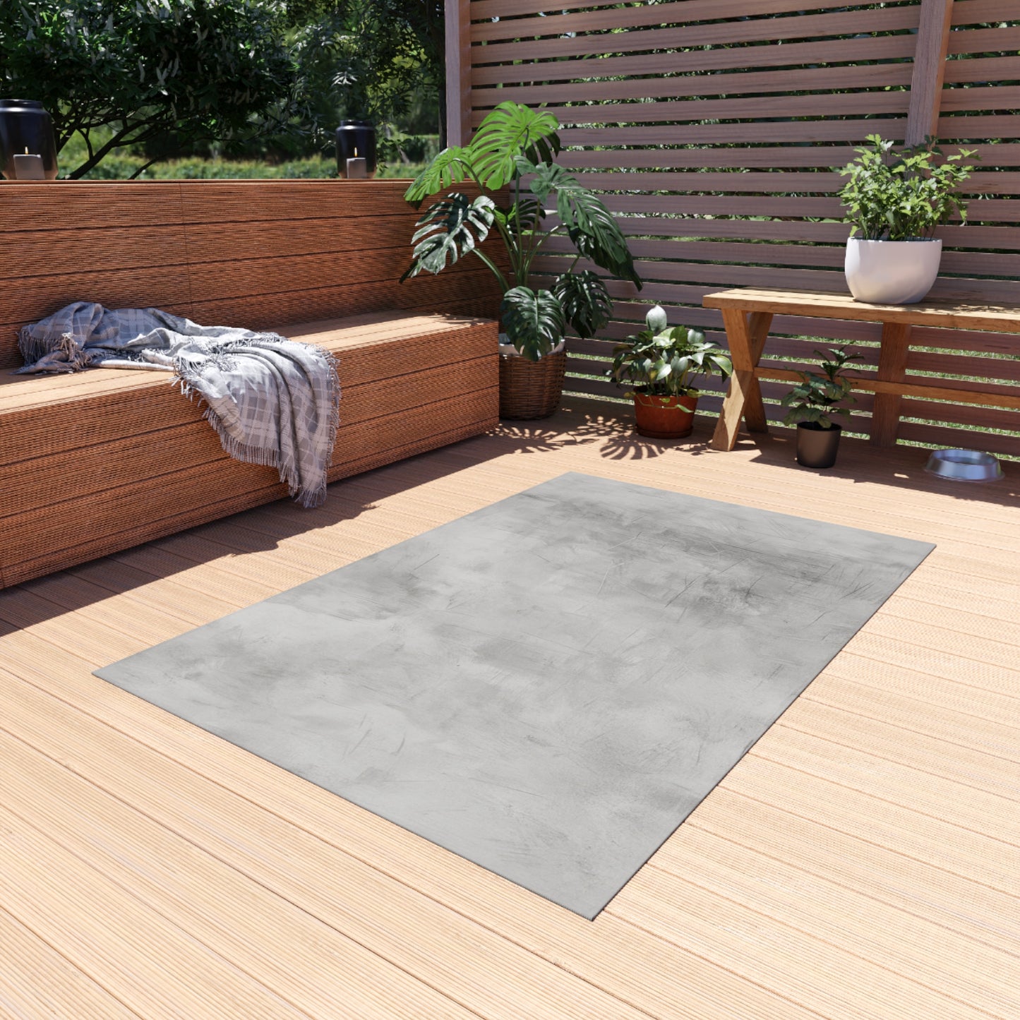 Stylish Outdoor Rug for Patios, Decks, and Gardens | Modern Gray Area Rug, Indoor-Outdoor Flooring, Home Decor - TRV