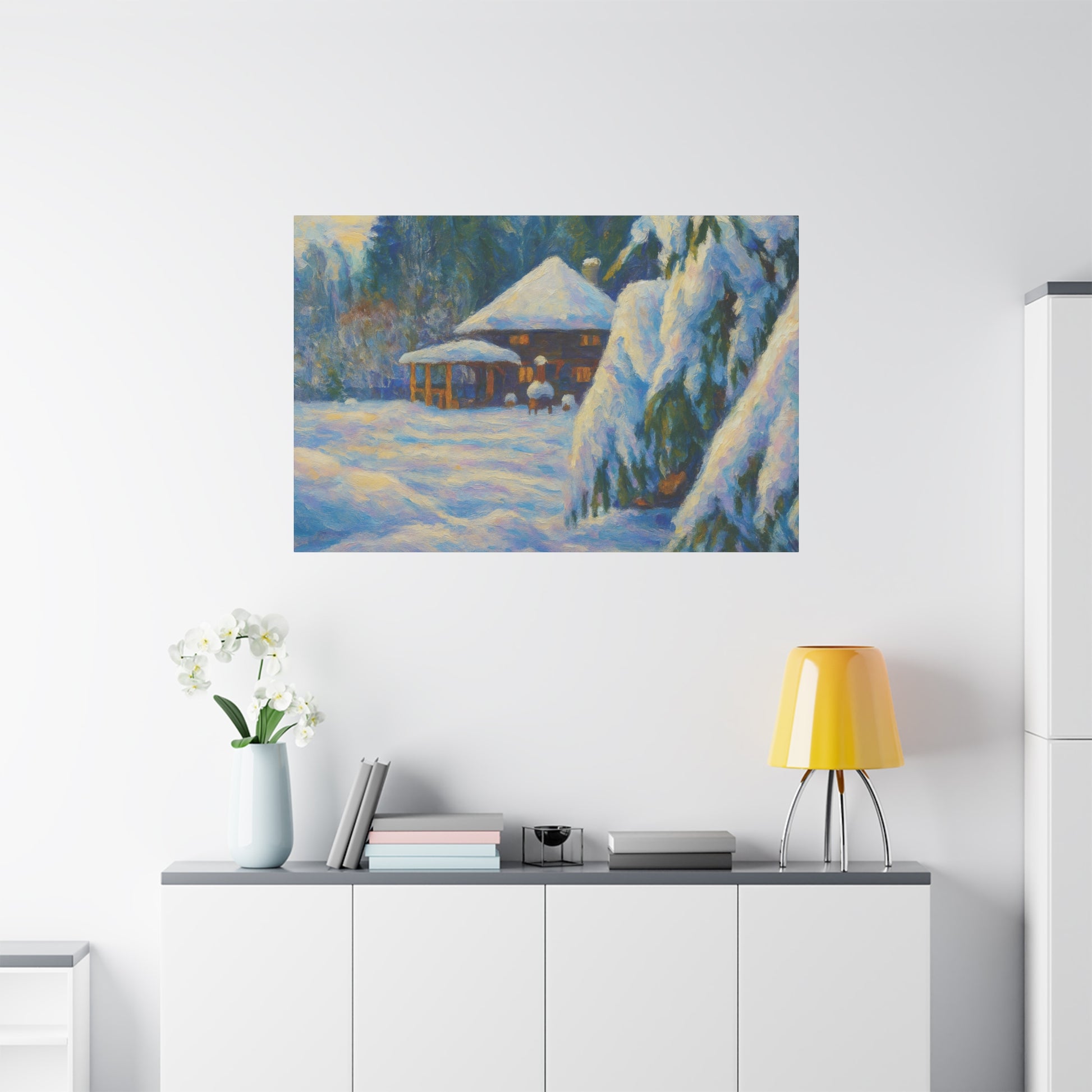 Winter Landscape Canvas Wall Art, Cozy Home Decor, Christmas Gift, Seasonal Artwork, Impressionist Style - TRV