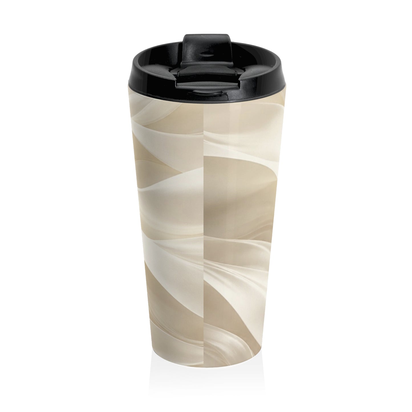 Neutral Abstract Waves Stainless Steel Travel Mug | Beige Swirl Tumbler