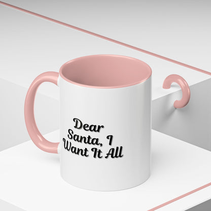 Dear Santa Accent Coffee Mug - Fun Holiday Mug for Christmas Enthusiasts