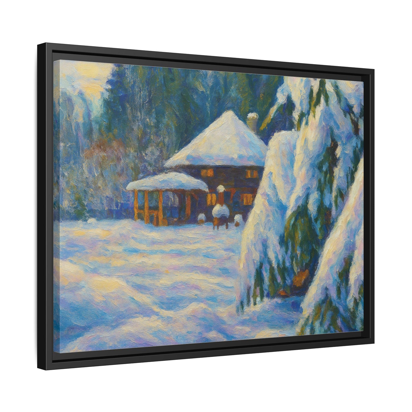 Canvas Art, Winter Scene Home Decor, Seasonal Gift for Art Lovers, Holidays Wall Art, Framed Painting, Matte Print - TRV