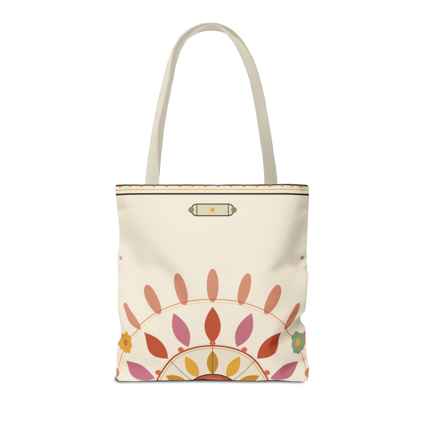 Boho Floral Mandala Tote Bag | Pastel Sunburst Pattern